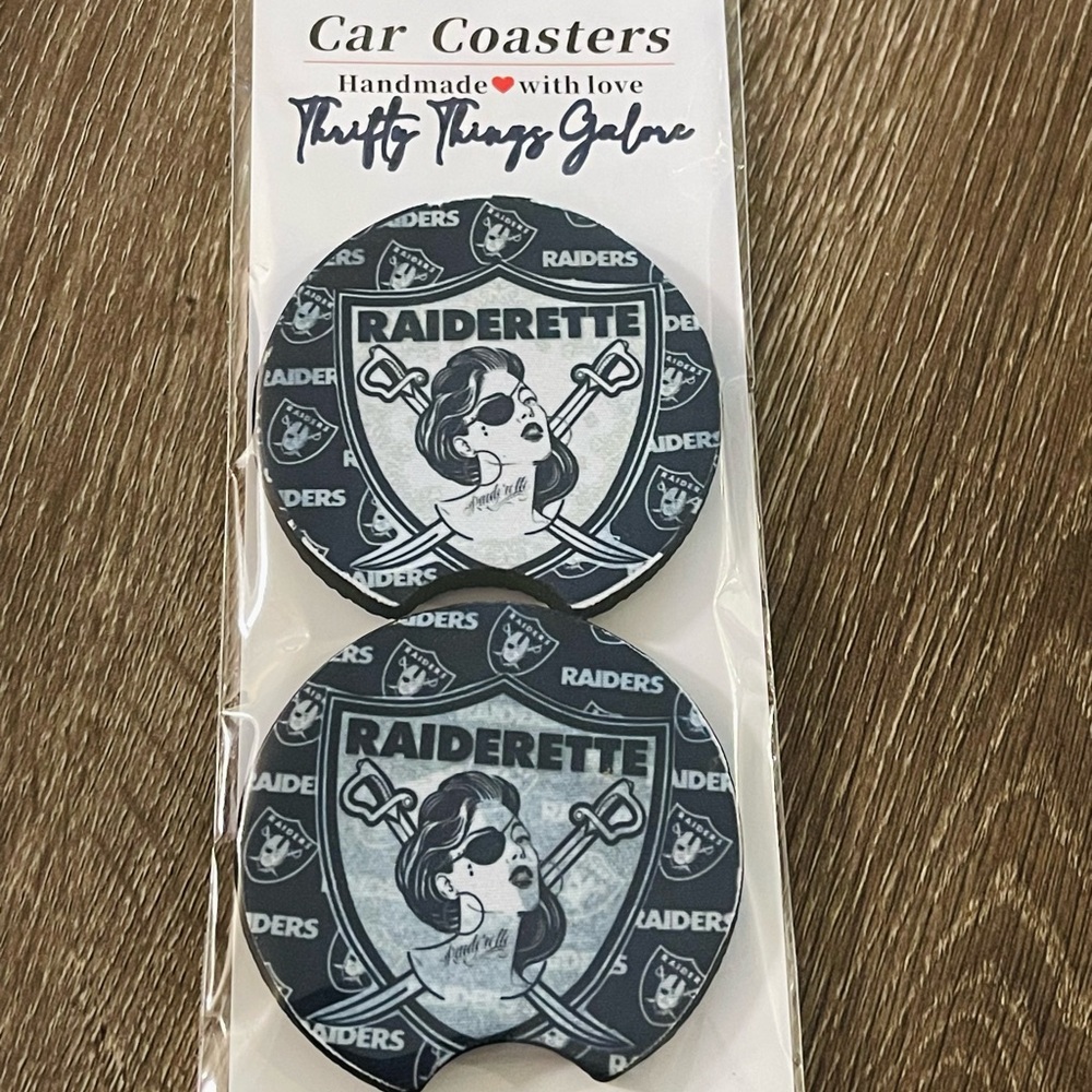 Car Coasters Raiders, Raiderette Neoprene Handcrafted New Set/2